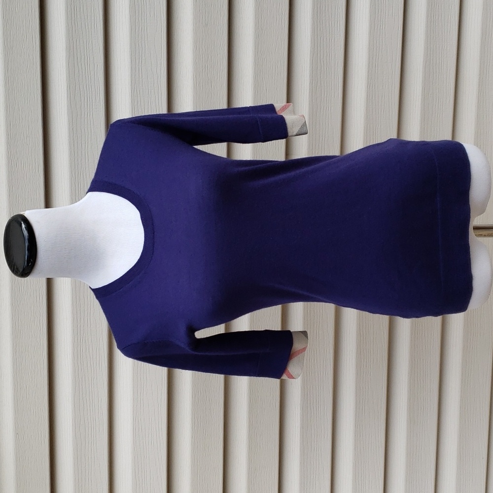 BURBERRY EXTRA FINE MERINO WOOL CHECK CUFFS SHORT SLEEVES SHIRT TOP SWEATER